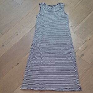 Toad&Co Nautical Blue Stripe Midi Dress Women's sz S Sleeveless Summer Dress